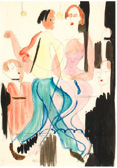 Ernst Ludwig Kirchner Dancing couple - Watercolour and ink over pencil oil painting image